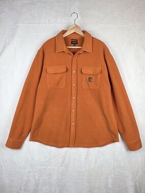 Brixton Bowery Arctic Fleece Shirt Mens XL Rust Orange Button Front Shacket